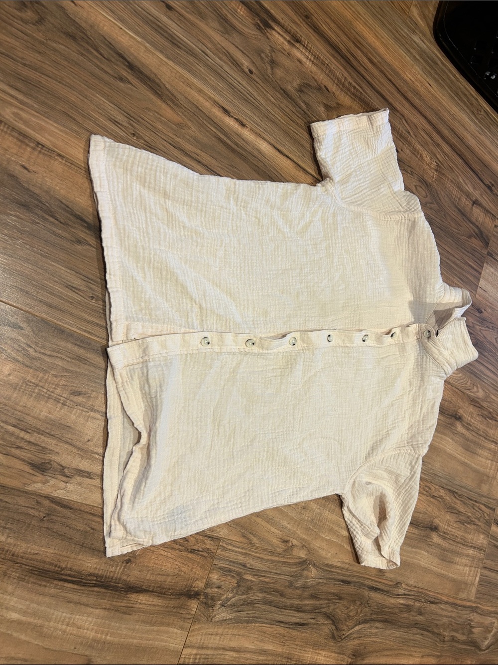Lightweight Cream Button-Front Shirt Jacket